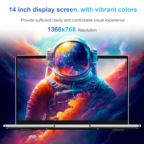 Laptop Computer, 14 inch Laptop Dual-Core Cerelon N4000 6GB RAM 128GB SSD Portable Laptop, 1366x768 IPS Display Fanless Design Laptop PC, WiFi 2.4/5G, BT 5.0, USB 3.0, Mini HDMI, Include USB-C Hub - Image 4