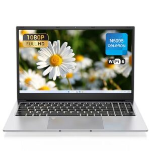 Laptop Computer 15.6″, 2024 Laptops 8GB RAM, 256GB SSD Storage, Fingerprint Unlocking, N5095 CPU, Processors up to 2.9 GHZ, 5G WiFi/BT 4.2/HDMI, Traditional Laptop for Work, Study,Silver