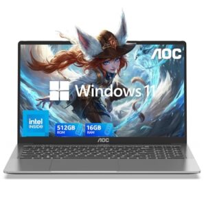 Laptop Computer 15.6″ Full HD IPS Display Laptop with N97 Processor(Up to 3.6GHz)Work Laptops 16GB RAM 512GB SSD Windows 11 Laptop Business Computer Light&Thin, Metal Shell, Webcam, Type-C, USB3.2