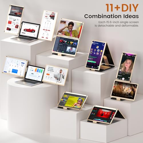 Laptop Extender 15.6-inch, 1080P FHD Portable Monitor with 120% sRGB, 235Rotation Detachable Screen, Plug & Play, Triple Screen Laptop Monitor Extender Compatible with Windows, Mac, Chrome - Image 4