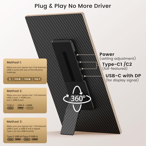 Laptop Extender 15.6-inch, 1080P FHD Portable Monitor with 120% sRGB, 235Rotation Detachable Screen, Plug & Play, Triple Screen Laptop Monitor Extender Compatible with Windows, Mac, Chrome - Image 6