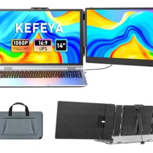 Laptop Screen Extender, 14″ FHD 1080P IPS Laptop Monitor Extender Dual Screen, Portable Monitor for Laptops 13-17″ with USB-C/HDMI Port, Plug n Play for Windows/Mac/Android/Switch/PS5