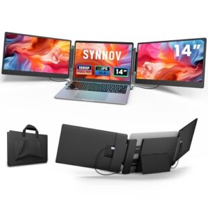 Laptop Screen Extender, 14″ FHD 1080P Triple Portable Screen Extender Monitor for 13″-16.5″ Laptop with Stand Dual Monitors Built-in Speakers, Laptop Monitor Extender for MacOS/Wins/Chrome/Dex