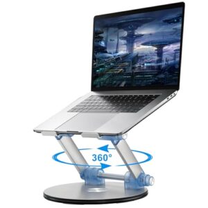 Laptop Stand Base Swivel 360°, Well-Built Adjustable Folding Anti-Skid Raise Tilt Align Ergonomic Tablet Strong Laptop Mount Stands Notebook Compatible with iPad All Laptops