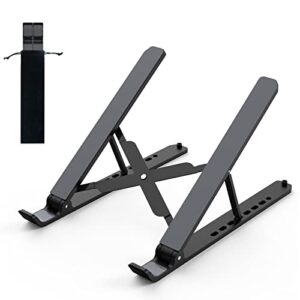 Laptop Stand for Desk, Adjustable Laptop Riser ABS+Silicone Foldable Portable Notebook Holder, Ventilated Cooling Notebook Mount Computer Stand for 10-15.6” Laptops,Tablets-Black