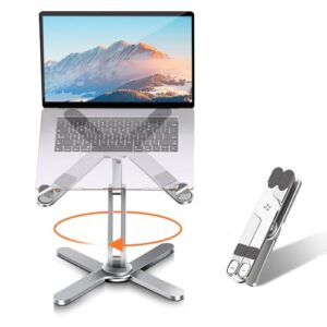 Laptop Stand with 360 Rotating Base, Computer Notebook Laptop Riser Metal Holder for Desk Collaborative Work, Fully Foldable for Easy Storage, Fits All MacBook, Laptops up to 16 inches