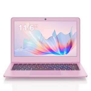 Laptop Windows 11 Pro, Small Computer for Business & Students, 8GB RAM 128GB ROM, 11.6″, N4000 Processor, 6-Port, HDMI, Bluetooth 5 & wifi5, Lightweight Mini Laptop for Office & Study(Pink)