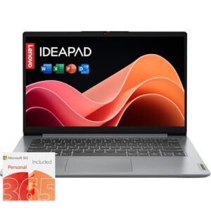 Lenovo IdeaPad 1i Laptop with Microsoft 365 Home and Business • 20GB RAM • 1TB Cloud Storage and 256GB SSD • Intel Core • 14 Anti-Glare Screen • WiFi-6 • 11HR Battery • Windows 11 • w/o Earbuds