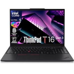Lenovo ThinkPad T16 Gen 3 Business Laptop 16” FHD+ Display, Intel Ultra 5-125U (Beats i7-1355U), 32GB DDR5 RAM, 1TB SSD, 5MB Webcam, WiFi 6E + BT, RJ-45, HDMI, Win 11 Pro, AI Copilot – Black