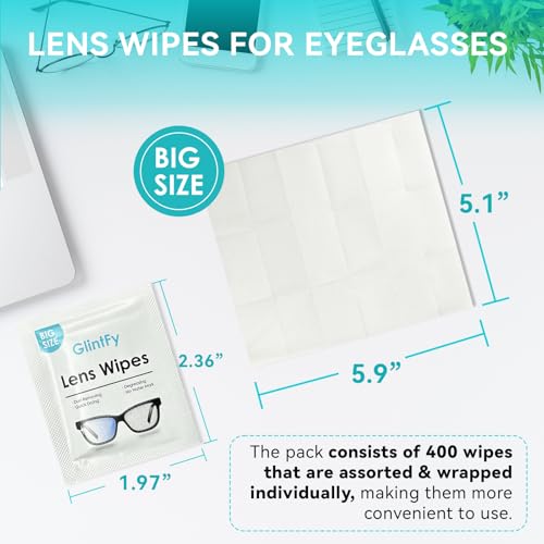 Lens Wipes For Eyeglasses,400 Count Lens Wipes,Pre-moistened Indepently Packaged,Safe,Scratch Free Lens Cleaner Wipes, Glasses Wipes Suitable For Eyeglass,Sunglasses,Camera,Goggle,Phone,Tablet - Image 3