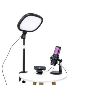 Live Video Streaming Kit (Deluxe)-for Video Call, Gaming, Podcast, YouTube, Content Creation- Includes 2k 60 FPS Webcam, Professional Cardioid Microphone, and LED Flat Light for Android/MAC/Windows