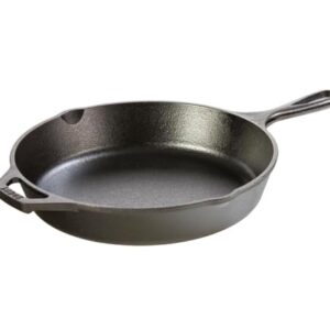 Lodge 10.25 Inch Cast Iron Skillet – Pre-Seasoned Frying Pan with Teardrop Handle – Oven, Stovetop, Grill & Campfire Use – Made in USA – Durable, Non-Toxic, Even-Heating Cookware – Black