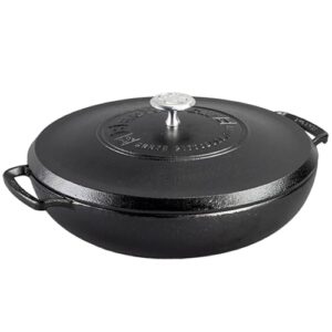 Lodge Blacklock 17 Triple Seasoned Cast Iron Braiser with Lid – Dutch Oven with Nonstick Finish – Lightweight Cast Iron Braiser – Dutch Oven Cookware – Cooking Pot with High-Heat Aluminum Knob