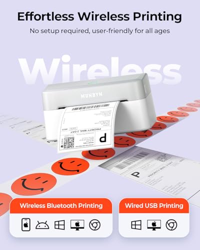 MUNBYN Bluetooth Thermal Label Printer RW403B, Wireless 4x6 Shipping Label Printer for Small Business, Compatible with Android, iPhone, Windows, Mac, Chromebook, Print Width 1.57"-4.25" - Image 4