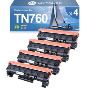 MYTONER Compatible Toner Cartridge Replacement for Brother TN760 TN-760 TN730/760 TN-730 High Yield MFC-L2690DW 2717DW MFC-L2750DW HL-L2350DW MFC-L2710DW HL-L2395DW Printer Black, 4Pack