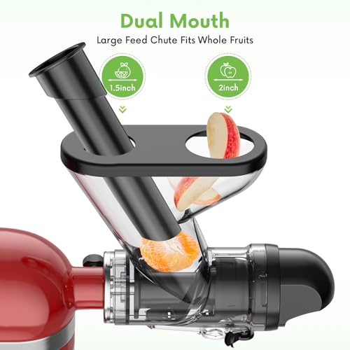 Masticating Juicer Attachment for KitchenAid Stand Mixer - Cold Press Dual Feed Chute Accessory, Slow Juicing Parts for Fruits & Vegetables - Image 4