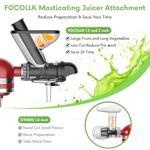 Masticating Juicer Attachment for KitchenAid Stand Mixer - Cold Press Dual Feed Chute Accessory, Slow Juicing Parts for Fruits & Vegetables - Image 6