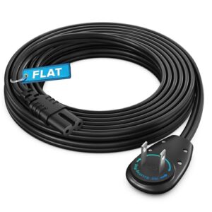 Maximm 2-Prong TV Power Cord 12ft, 360° Rotating Flat Plug, UL Certified, Non-Polarized, Compatible with Samsung, LG, Sony, TCL, Hisense, and More LED LCD Smart TVs, Black