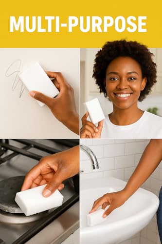Melamine Sponge, 50 Pack Melamine Foam, Magic Sponge Eraser Sheets in Bulk,Chemical-Free Foam Cleaner,Bathroom Oven Shower Glass Dishes Stove Kitchen Sinks Bathtub Wall Tile Baseboard Shoe Cleaner - Image 7