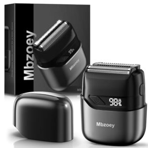 Mini Electric Razor for Man: Electric Foil Shavers for face – IPX7 Waterproof Cordless Razor with LED Display & Fast Charge – Micro-Comb Technology & Upgraded Blades, Carbon Black