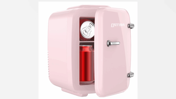 Mini Fridge, 4 Liter /6 Cans Skincare Fridge for Bedroom, Dorm, Car, Office, 110V AC/ 12V DC Small Fridge, Thermoelectric Cooler and Warmer, Pink - Image 8