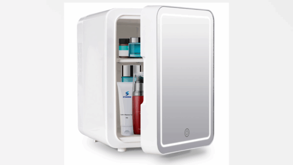Mini Fridge Compact Refrigerators - 4L Small Refrigerator - Mirror Door Cosmetic Fridge with 3 Level Adjustable Light, Portable Mini Fridge and Personal Cooler (Off-White) - Image 8