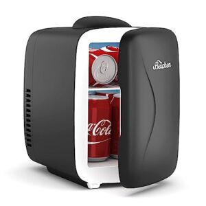 Mini Fridge [Upgrade], Small Fridge Rapid Cooling 4 Liter/6 Cans Skincare Fridge, Cooler and Warmer Refrigerators for Bedroom, Cosmetics, Office and Car (Black)