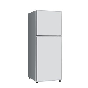 Mini Fridge with Freezer 4.8 Cu. Ft Apartment Size Refrigerator, Dorm Fridge Double-Door with Adjustable Thermostat & Shelves, Compact Mini Refrigerator Freezer for RV, Kitchen, Office, Silver
