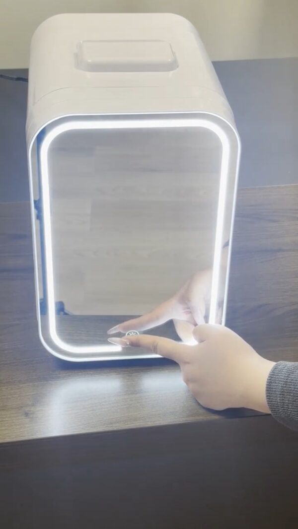 Mini Fridge with Mirror Door & Adjustable LED Lights - 8L Cosmetic Skincare Fridge for Bedroom,Dorm,Mini Car Refrigerator Portable Quiet Cooling,Gift for Women - Image 8
