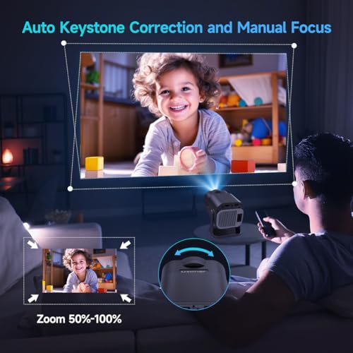 Mini Projector Portable with Android 11, Smart Projector Full HD 4K Support, Outdoor Projector WiFi6 BT5.0 and Bluetooth 300ANSI 12000Lumens, 180°Rotatable Projector for Phone/Laptop/TV Stick - Image 6