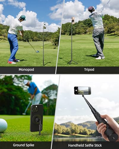Monopod and Tripod Selfie Stick to Record Golf Swing Training Aid, Magnetic Golf Film Stick Adjustable Aluminum Compatible with Magsafe iPhone 16/15/14/13/12 Plus Pro Max Series - Image 6