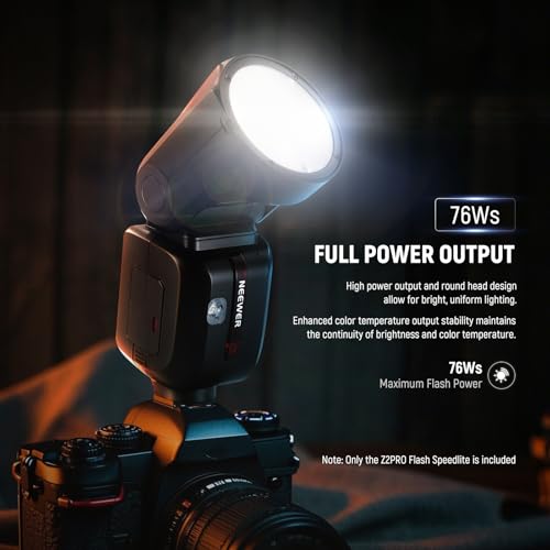 NEEWER Z2PRO-N 2.4G TTL Round Head Flash Speedlite Compatible with Nikon, Wireless Compatible with Godox, 76Ws 1/8000s HSS, Upgraded UI, TTL/M TCM Switch, 7.2V/3000mAh Battery, 600 Full Power Flash - Image 3