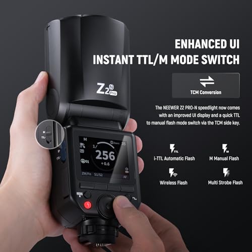 NEEWER Z2PRO-N 2.4G TTL Round Head Flash Speedlite Compatible with Nikon, Wireless Compatible with Godox, 76Ws 1/8000s HSS, Upgraded UI, TTL/M TCM Switch, 7.2V/3000mAh Battery, 600 Full Power Flash - Image 5