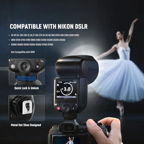 NEEWER Z2PRO-N 2.4G TTL Round Head Flash Speedlite Compatible with Nikon, Wireless Compatible with Godox, 76Ws 1/8000s HSS, Upgraded UI, TTL/M TCM Switch, 7.2V/3000mAh Battery, 600 Full Power Flash - Image 8