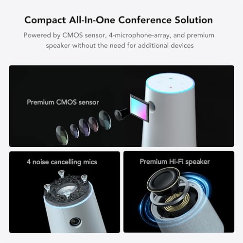 NUROUM C20(2nd Gen) HD Conference Webcam, 1080P Video Conferencing Camera with Microphone and Speaker, All in One Computer Camera for Desktop, 13ft Voice Pickup, AI Noise-Cancellation, USB Plug&Play - Image 3