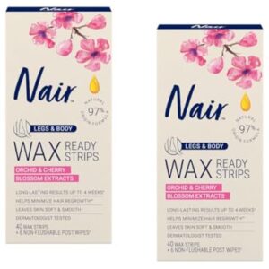 Nair Hair Remover Wax Ready-Strips 40 Count Legs/Body (2 Pack)