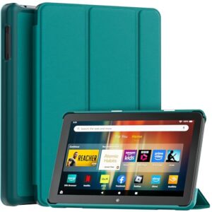 New Amazon Fire HD 8 Tablet Case (12th/10th Generation, 2024/2022/2020 Release), Lainergie Slim Light Smart Trifold Stand PU Lether Cover with Auto Wake/Sleep Incompatible with Alcatel TCL, Emerald