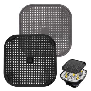 Ninja Air Fryer Splatter Screen,Mat with Secure Lock Tabs & Easy-Lift Handle，Reusable Heat Resistant Oil Splatter,for Ninja Crispi Fn101-2Pack(Gray and Black)