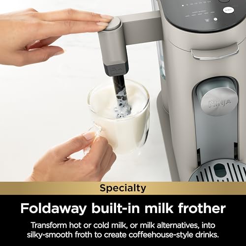 Ninja Pod & Grounds Specialty Single-Serve Coffee Maker, K-Cup Pod Compatible, Brews Grounds, Compact Design, Built-In Milk Frother, 56-oz. Reservoir, 6-oz. Cup to 24-oz. Mug Sizes, Stone, PB051ST - Image 6