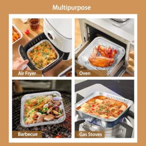 Non-Stick Disposable Air Fryer Aluminum Foil Liners Square 50PCS, Oil-Proof Aluminum Foil Tin Box Also for Steamer Basket Instant Pot Oven & Grill (8 * 8 Inch-Square)