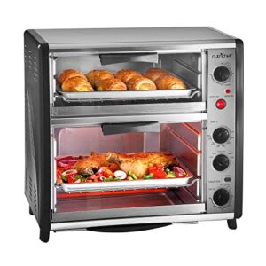 NutriChef Multi-Functional Dual Oven Cooker, Toaster, Broiler Roast And Rotisserie Convection Cooking Ready, Large 42 QT Capacity Dual Tier Oven, For Kitchen Table Or Countertop Use – 1780 watts