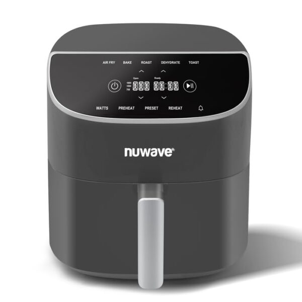 Nuwave 8QT Brio Air Fryer Plus Cool Gray, Digital LED Touch Screen with Cool White Display, 50°F~400°F in Precise 5°, 3 Wattage Alternatives, 5 Cook Functions, 50 Memory, PFAS Free, New & Improved - Image 2
