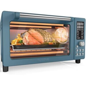 Nuwave Bravo Pro Smart Air Fryer Toaster Oven Combo, Airfryer Convection Oven Countertop, 10-in-1 Functions with Quicker & Even Crisp Technology, 1800W, 50-450°F, PFAS-Free, 21QT, Cozy Blue