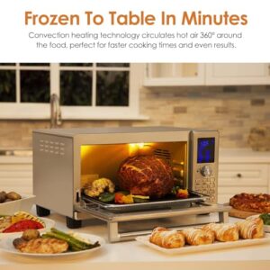 NUWAVE Bravo XL Air Fryer Convection Toaster Oven Countertop, 112-in-1 Smart Grill Combo with Original Flavors & Marks, Adjustable Heating Zones for Pizza, Roast, Bake, 50-500°F, Stainless Steel, 30QT