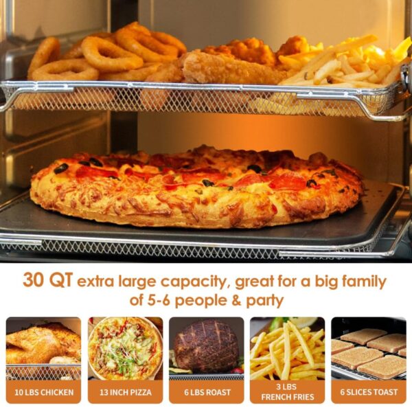 Nuwave Bravo XL Air Fryer Toaster Smart Oven, 12-in-1 Countertop Grill/Griddle Combo, 30-Qt XL Capacity, 50F-500F adjustable in precise 5F increments, Integrated Smart Thermometer, Linear T Technology - Image 7