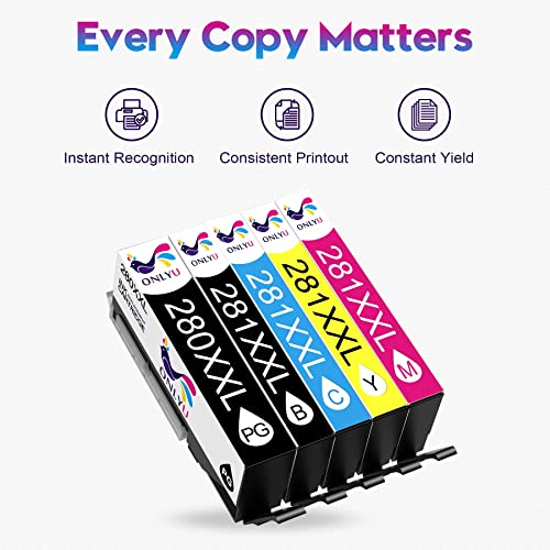 ONLYU 280XXL 281XXL Compatible for Canon Ink 280 and 281 Cartridges PGI-280XXL CLI-281XXL for Canon TR8520 Ink Cartridges for Pixma TR8620 TR8620a TS6320 TR7520 TS6120 TS6220 TS8220 TS9520 (5 Packs) - Image 3