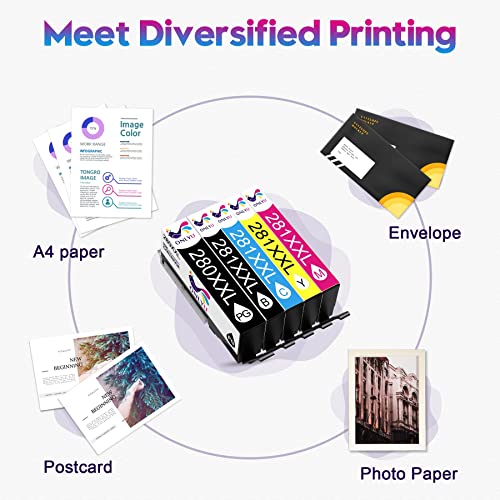 ONLYU 280XXL 281XXL Compatible for Canon Ink 280 and 281 Cartridges PGI-280XXL CLI-281XXL for Canon TR8520 Ink Cartridges for Pixma TR8620 TR8620a TS6320 TR7520 TS6120 TS6220 TS8220 TS9520 (5 Packs) - Image 6