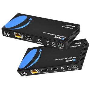 OREI 4K HDMI over Ethernet Extender Balun – HDBaseT UltraHD 4K @ 60Hz 4:4:4 CAT5e/6/7 Cable with HDR, CEC & IR Control, RS-232 Up to 400 Ft Loop Out POC Audio Out (UHD-EXB400R-K)