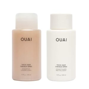 OUAI Thick Shampoo and Conditioner Set – Sulfate Free Shampoo and Conditioner for Thick Hair – Made with Keratin, Marshmallow Root, Shea Butter & Avocado Oil – Free of Parabens & Phthalates (10 Fl Oz)