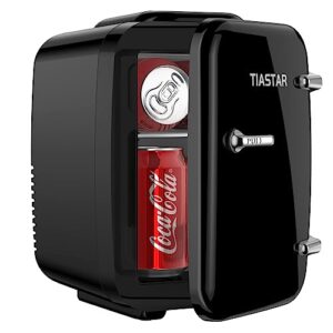 Ostba Mini Fridge, 4 Liter/6 Can Skincare Fridge for Bedroom Office Dorm, 110V AC/ 12V DC Thermoelectric Cooler and Warmer Small Fridge, Black